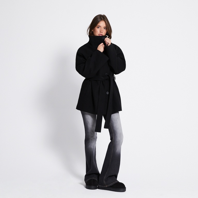 Short belted coat "Kendall" Black